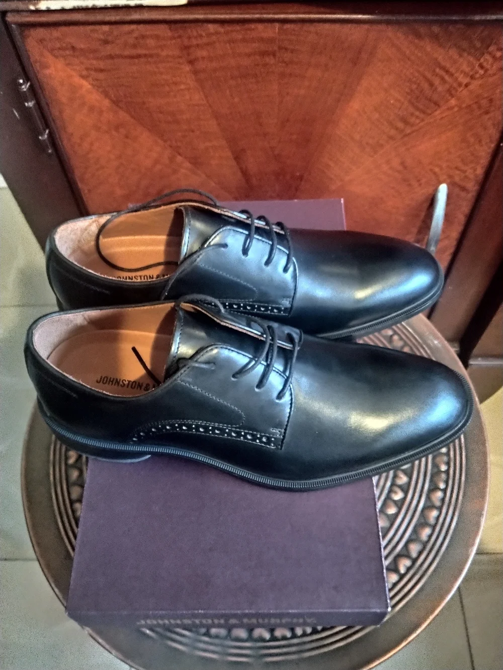 Johnston & Murphy Black Leather Derby Dress Shoes